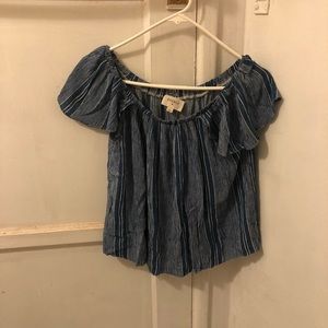Blue Off The Shoulder Top